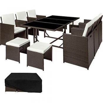 TecTake 800821 Salon de Jardin 10 Places Marron Foncé