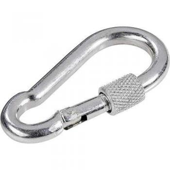 Moschettone Toolcraft con ghiera di sicurezza a vite 486760 (l x l) 90 mm x 9 mm