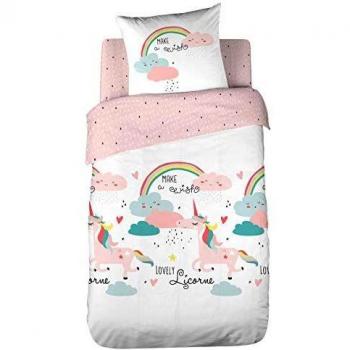 Parure de Couette Coton Enfant Rêve de Licorne 140x200