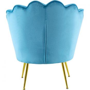 Divano Elegante VENERE: Schienale a Conchiglia, Velluto Blu, Dettagli in Oro