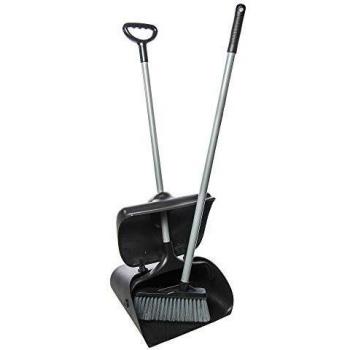 Dual‑Handle Dustpan Set – Black Plastic