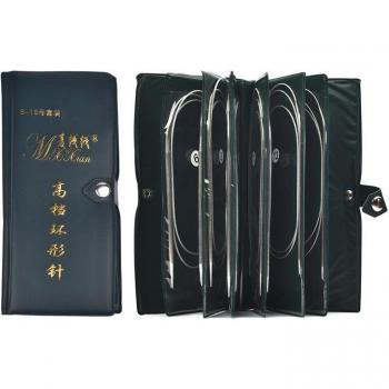 Stainless Steel Circular Knitting Needles and Crochet Hook Set with Carrying Bag 43/65/80/100/120cm