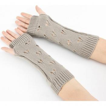 Guantes de invierno sin dedos de ganchillo para mujer