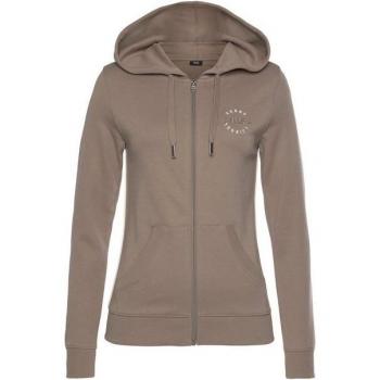 Sudadera marrón H.I.S con cremallera y acentos blancos