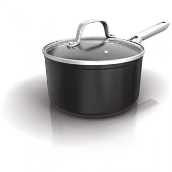 ZEROSTICK 16cm Saucepan with Transparent Lid (Black)