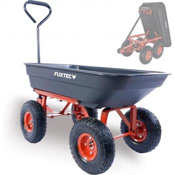 Carretilla de Jardín Fuxtec FX-KW2175, Carga máxima 300 kg, Carro de Mano con 4 Ruedas Neumáticas
