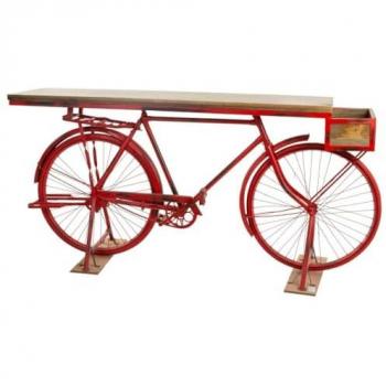 Recibidor bicicleta rojo de madera y metal
