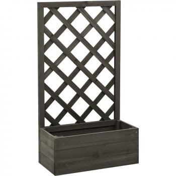 Jardinière à Treillis en Bois de Sapin Gris 50x25x90 cm