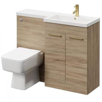 Napoli 390 Combination Vanity Unit Toilet Suite with 2 Doors and Brushed Brass Handles