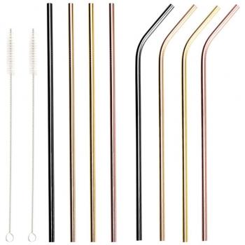 Umweltfreundliche Trinkhalme aus Stahl – 8‑Stück, inklusive Reinigungspinsel