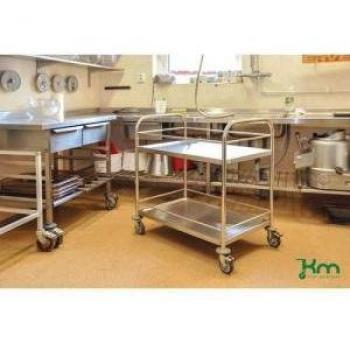 Stainless Steel Trolley with Side Rails and 2 Shelves