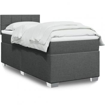 Vidaxl Box Spring Bed With Mattress Dark Grey 100x200 Cm Fabric
