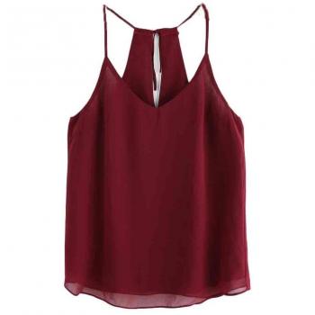 Venmo Sommertank für Damen – Leichte Chiffonbluse, Rot