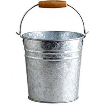 Secchio Zincato con Manico in Legno H. 26 cm