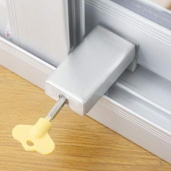 GlideMate Duo – Non‑Drill Black Aluminum Sliding Door Controls