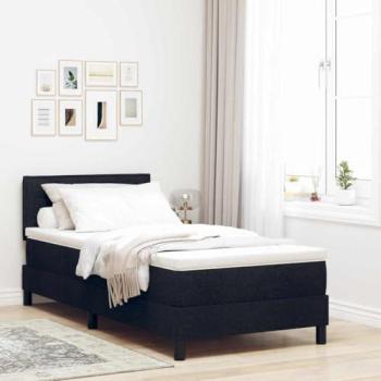 Letto Boxspring 80x200 cm nero con materasso in tessuto