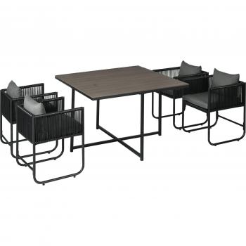 Outsunny Essgruppe aus Polyrattan mit Beistelltisch