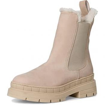 Tamaris Damen Nubukleder Chelsea Boot in Beige mit Touch-it