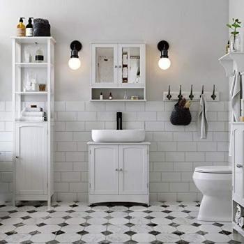 VASAGLE Mobiletto per Bagno a Prova di Umidità con Ripiani Regolabili