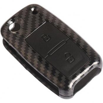VW Carbon Fiber 2 Button Key Cover for Amarok Polo Golf Mk4 Mk5 Bora Jetta Seat Altea Alhambra