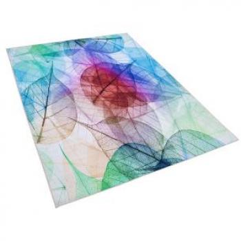 BELIANI Buntes Pflanzen-Teppich – 140 × 200 cm, Polyester, Rechteckig, Kurzflor