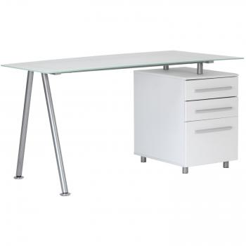 White Glass Three‑Tier Workstation – Cleveland Model (Alphason)