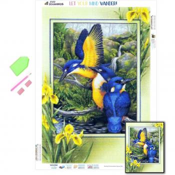 Croix Éclatante : Arbre et Mésange – Kit Peinture Diamant