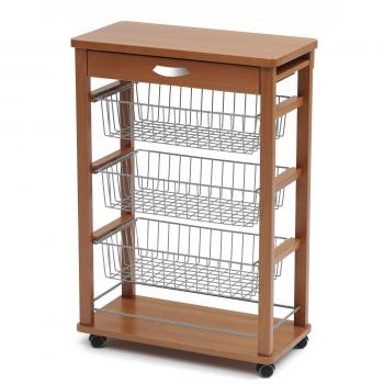 Raikon 530 Trolley de Cocina Madera con Plancha Haya y Cesta Deslizante