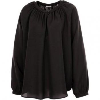 Curvy Rundhalsbluse mit langen Ärmeln