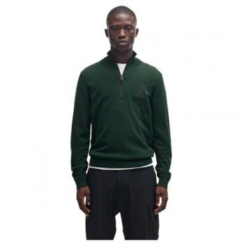 Veste pull à zipper partiel BOSS Kanobix vert forêt