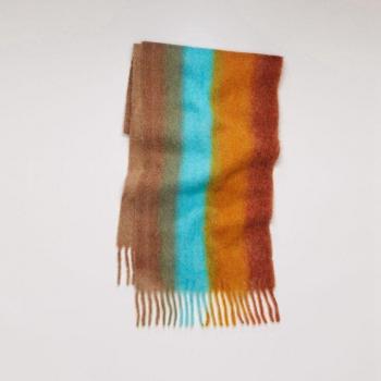 Girls' Warm Striped Cashmere Shawl 210cm