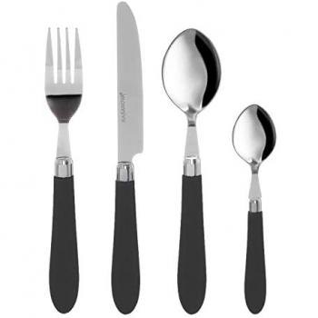 Set 24 posate in acciaio inox Smooth Nera Kasanova