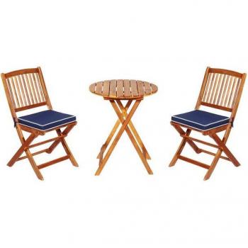 Costway Balkonmöbel-Set mit 2 Stühlen und Tisch, klappbar