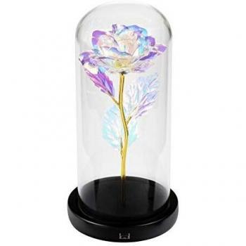 LCCL Bouquet “Bella & Bestia” – Cupola di Vetro Luminoso su Legno