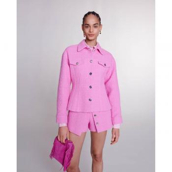 Chaqueta de tweed rosa Maje