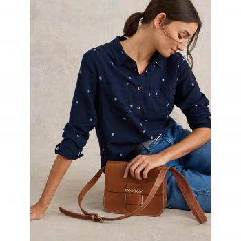 Navy Sophie Organic Cotton Blouse for Women