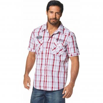 MAN'S WORLD Herren-Kurzarmhemd – Baumwolle, 100 %, modische Applikationen – Gr. M (39/40)