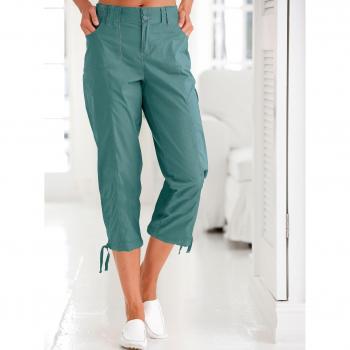 Corsaire Sportif Ceinture Élastique Cotelée – Collection L, Bleu Pétrole (BLEU PÉTROLE 24)