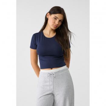 Stradivarius Navy Blue Short-Crop Shirt – XL