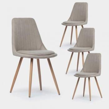 Set Klast de 4 sillas tapizadas beige