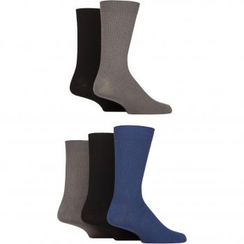 Black Navy Grey Jeff Banks Cotton Crew Socks – Men’s 5-Pair Set