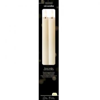 LED Stabkerzen 2er-Set Creme warmweiß mit 6h-Timer