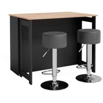 Vicco Table de bar Dominic, Chêne doré, 116 x 37 cm avec 2 tabourets