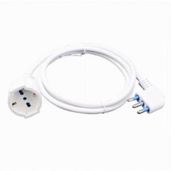 Prolunga Elettrica 5mt 90° con Spina 16A e Presa Universale Schuko Bianca