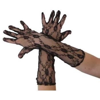 Gants noirs en dentelle pour déguisement d'Halloween