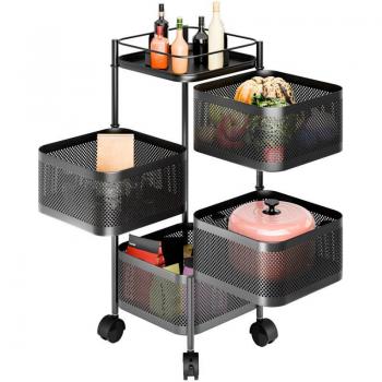 Flasidu Estante de Cocina 4 Niveles Color Negro