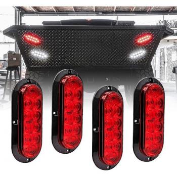 Paquete de luces traseras LED ovaladas de 6 para remolque, barco y RV, 4 unidades