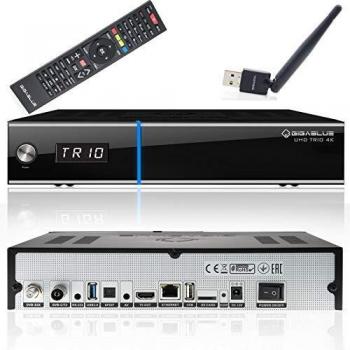 GigaBlue UHD Triple Box – 400 GB HDD, DVB-S2x/C2/T2 Tuner, Babotech WLAN Stick, 2160p PVR,