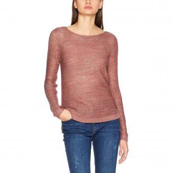 VILA CLOTHES Vidiego Lurex Knit Top, Suéter para Mujer, Rosa (Renaissance Rose Detail:Silver and Gold Lurex)