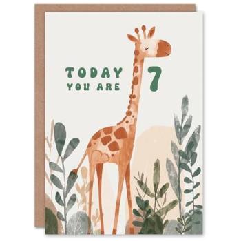 7-Year-Old Giraffe Birthday Card